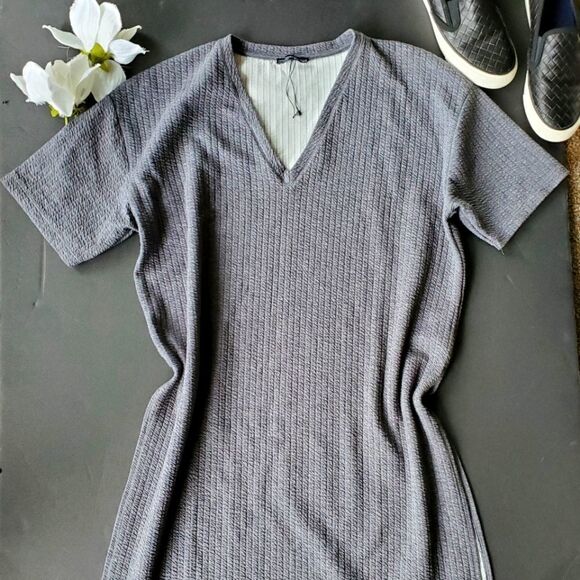 Zara Grey Quilted Dress - Picture 1 of 7